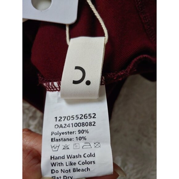 Commense 2 in 1 Mock Neck Jersey Top Monochrome Burgundy L Modest - Picture 12 of 13